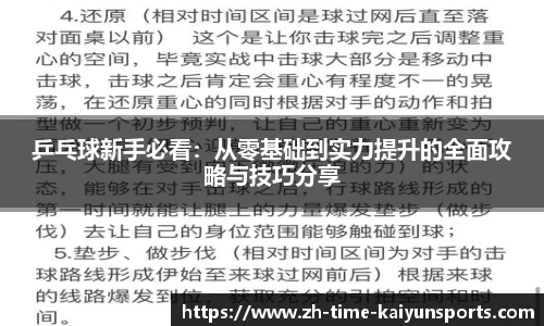 乒乓球新手必看：从零基础到实力提升的全面攻略与技巧分享
